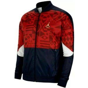 Nike Air Jordan FIBA Full Zip Legacy Flight Jacket Blue Red CJ9082-451 Men's NWT